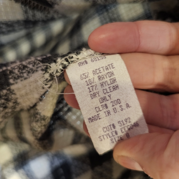 Vintage Tweed Knit Plaid Velvet Checkered Button Down Peplum Blazor Skirt Set - Picture 16 of 16